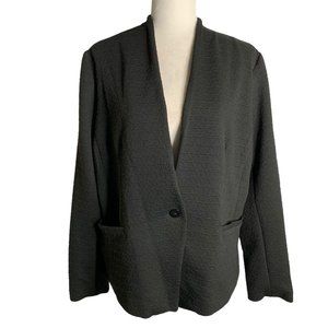 Fenn Wright Manson Textured Blazer Jacket XL Black Lined Pockets Button NEW